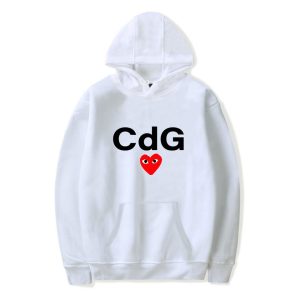 CDG Red Heart Front Print hoodie