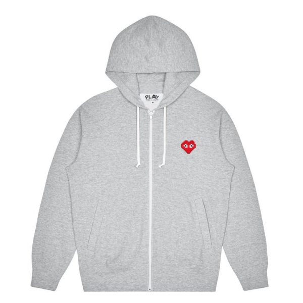 PLAY INVADERS ZIP HOODIE (GREY)