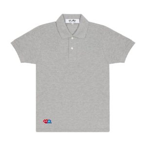 PLAY POLO RED INVADER HEART AND BLUE EMBLEM (GREY)