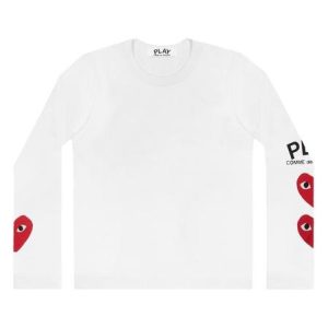 Play Comme des Garçons 3 Heart Long Sleeve (White)